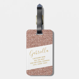 Modern Roligt Girly Ro Guld Rosa Glitter Travel ID Bagagebricka