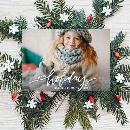 Modern Roligt Glad helg Photo Hand Lettered Julkort