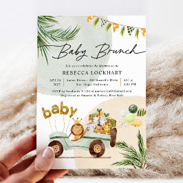 Modern Roligt Jungle Safari Animals Baby Brunch In Inbjudningar