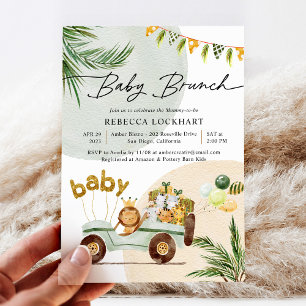 Modern Roligt Jungle Safari Animals Baby Brunch In Inbjudningar