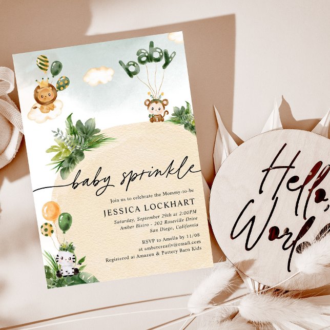 Modern Roligt Jungle Safari Boy Baby Sprinkle Inbjudningar (Skapare uppladdad)