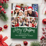 Modern Roligt Kalligrafi jul 4 fotoGrönt Vykort<br><div class="desc">Modern Roligt Calligraphy Script God jul 4 Photo Grönt Helgdag Postcard</div>