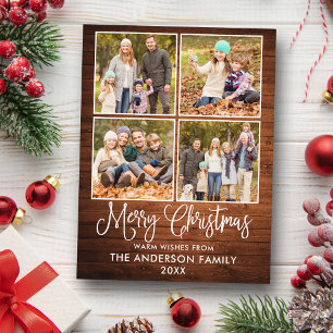 Modern Roligt Kalligrafi Juli Wood 4 Foto Vykort