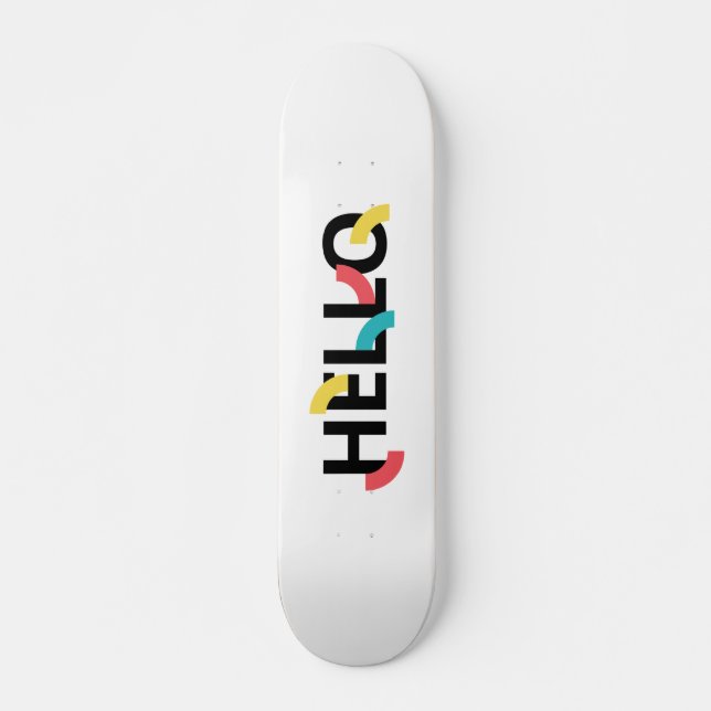 Modern, roligt, lekfull, färgstark Hej Mini Skateboard Bräda 18,5 Cm (Framsida)