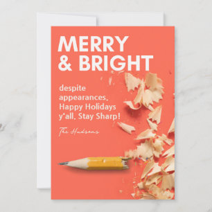 Modern Roligt Merry & Bright Pencil Vass Helgdag Julkort