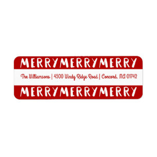 Modern Roligt Merry God jul Red Helgdag Returadress Etikett