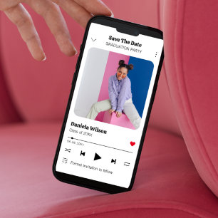 Modern Roligt Music Player Photo Studenten Spara Datumet
