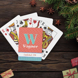 Modern Roligt Pastel Monogram-år anpassat Namn Casinokort