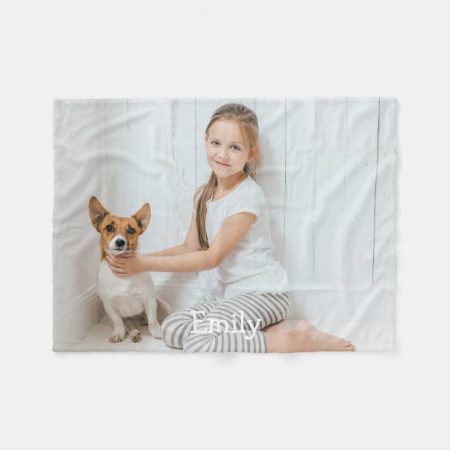Modern Roligt Personlig Photo Namn Fleecefilt (Framsidan (Horisontell))