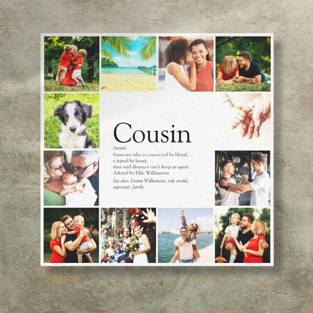 Modern Roligt Photo Collage Cousin Definition Canvastryck (Modern Fun Photo Collage Cousin Definition Canvas Print)