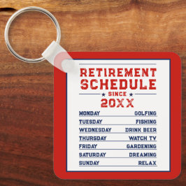 Modern Roligt Red Blue White Man Pension Schedule Nyckelring