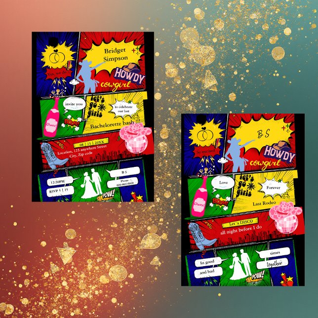 Modern roligt retro tecknad bachelorette cowgirl (Skapare uppladdad)