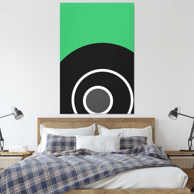 Modern Roligt Sea Grönt Black White Concentric Art Canvastryck (Insitu (sovrum))
