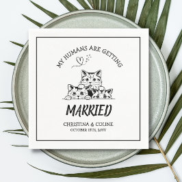 Modern Roligt, svart och vitt, enkelt Bröllop Pappersservett