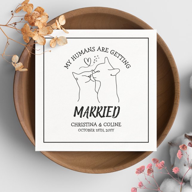 Modern Roligt, svart och vitt, enkelt Bröllop Pappersservett (Skapare uppladdad)