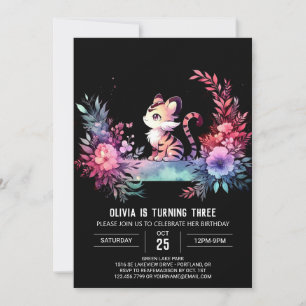 Modern Roligt Tiger Birthday Inbjudningar