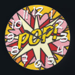 Modern Roligt Typografisk Tecknad Bok POP-Trendig Stor Klocka<br><div class="desc">Roligt trendig superhjälte tecknad bok propparklocka. Ett idealiskt sätt att behandla dig själv eller en annan superhjälte i ditt liv. Det är dags att du lägger lite zappow och vitlök i världen idag! Designad av Thisisnotme©</div>