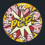 Modern Roligt Typografisk Tecknad Bok POP-Trendig Stor Klocka<br><div class="desc">Roligt trendig superhjälte tecknad bok propparklocka. Ett idealiskt sätt att behandla dig själv eller en annan superhjälte i ditt liv. Det är dags att du lägger lite zappow och vitlök i världen idag! Designad av Thisisnotme©</div>