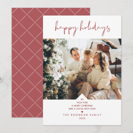 Modern Roligt Typography Cherry Red-julfoto Julkort