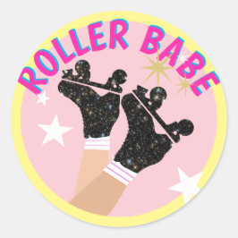 Modern Roller Babe Skater Derby Skating Gift Runt Klistermärke