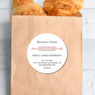 Modern Rolling Pin Bakery Business Runt Klistermärke