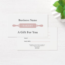 Modern Rolling Pin Bakery Gift Certificate Visitkort