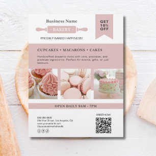 Modern Rolling Pin White Rosa Bakery Business Reklamblad