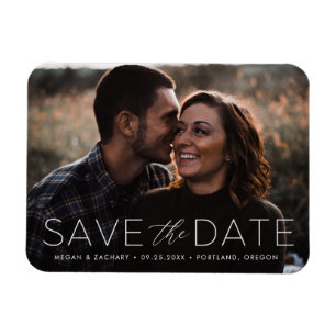 Modern Romance Vit Overlagring Spara Datum Foto Magnet