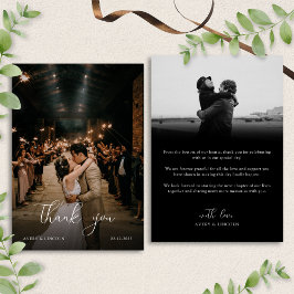 Modern Romantic Black & White Photo Script Wedding Tack Kort