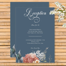 Modern Romantic Blue Garden Blommigt Reception Tilläggskort