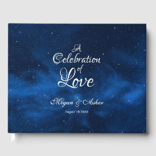 Modern Romantic Blue Universe Gästböcker
