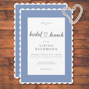 Modern Romantic Blue & White Möhippa Brunch Inbjudningar