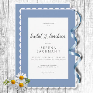 Modern Romantic Blue & White Möhippa Luncheon Inbjudningar