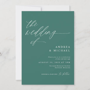 Modern Romantic Bröllop Emerald Grönt Inbjudningar