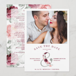 Modern Romantic Classic Floral Pink Shades Photo Spara Datumet