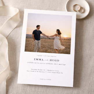 Modern Romantic Elegant Photo Wedding Invitation Inbjudningar