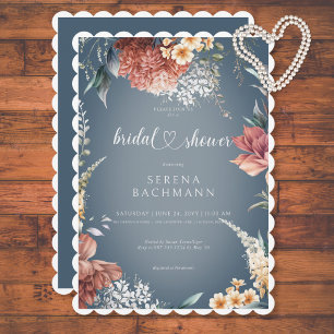 Modern Romantic Garden Blommigt Blue Möhippa Inbjudningar