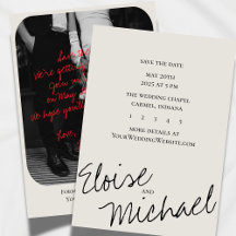 Modern Romantic Handwritten Photo Save the Date