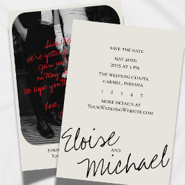 Modern Romantic Handwritten Photo Save the Date Inbjudningar