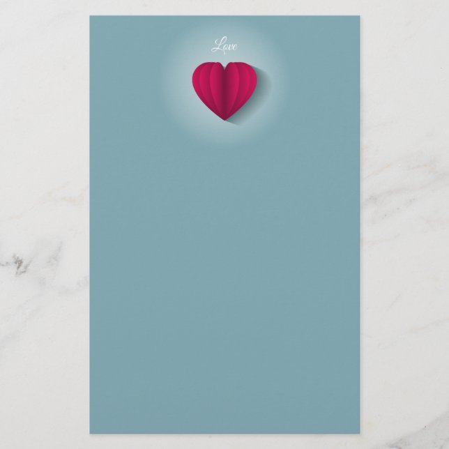 Modern Romantic Heart Kärlek Brevpapper (Framsida)