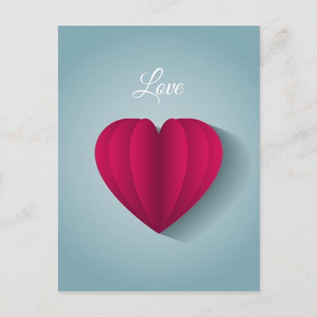 Modern Romantic Heart Kärlek Vykort (Framsida)