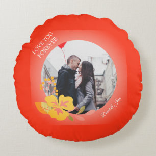 Modern Romantic Kärlek par Photo Valentines day Rund Kudde