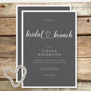 Modern Romantic Minimal Grått Möhippa Brunch Inbjudningar