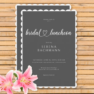 Modern Romantic Minimal Grått Möhippa Luncheon Inbjudningar