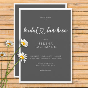 Modern Romantic Minimal Grått Möhippa Luncheon Inbjudningar