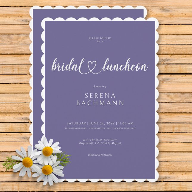 Modern Romantic Minimal Lavender Möhippa Luncheon Inbjudningar (Modern Romantic Minimal Lavender Bridal Luncheon Invitation)