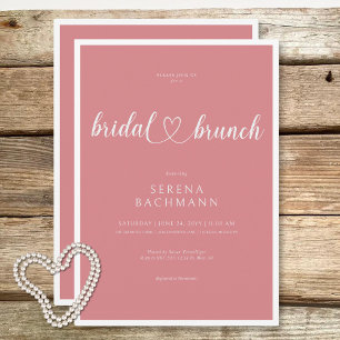 Modern Romantic Minimal Rosa Möhippa Brunch Inbjudningar