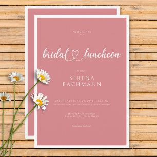 Modern Romantic Minimal Rosa Möhippa Luncheon Inbjudningar