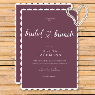 Modern Romantic Minimum Burgundy Möhippa Brunch Inbjudningar