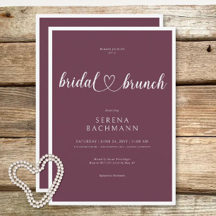 Modern Romantic Minimum Burgundy Möhippa Brunch Inbjudningar